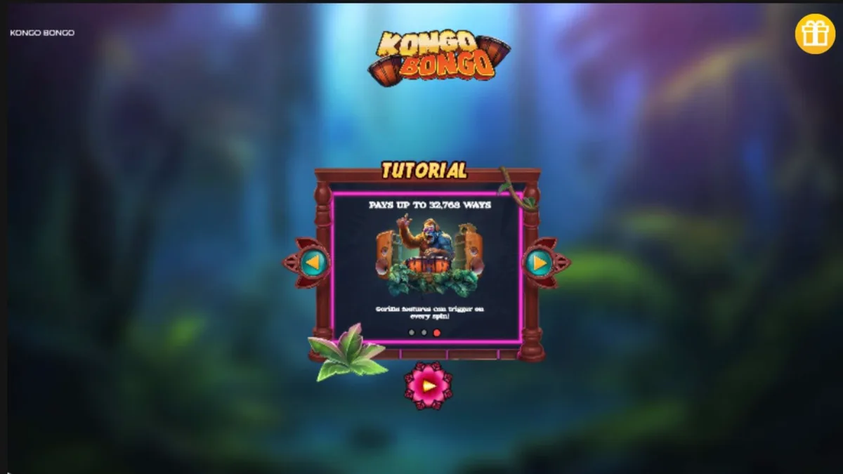 Tampilan visual slot Kongo Bongo dengan tema hutan tropis dan simbol gorila.
